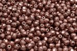 4mm Czech Fire Polish Round Bead, Copper Gold Matte, 50 pieces Supply