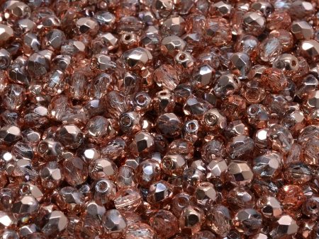 4mm Czech Fire Polish Round Bead, Crystal Capri Gold, 50 pieces For Cheap