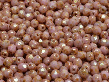 4mm Czech Fire Polish Round Bead, Opaque Lazure Red, 50 pieces on Sale