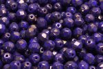 6mm Czech Fire Polish Round Bead, Opaque Blue Bronze, 50 pieces For Sale