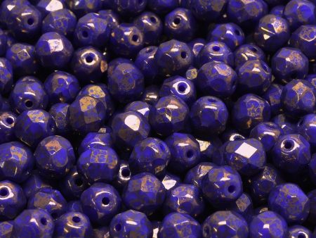 6mm Czech Fire Polish Round Bead, Opaque Blue Bronze, 50 pieces For Sale