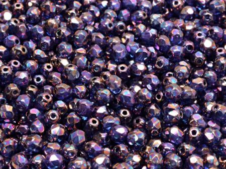 4mm Czech Fire Polish Round Bead, Crystal Iris, 50 pieces Cheap