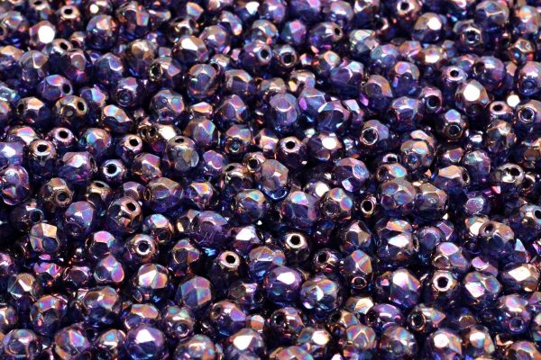 4mm Czech Fire Polish Round Bead, Crystal Iris, 50 pieces Cheap