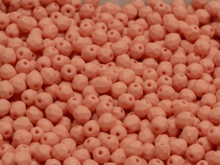 4mm Czech Fire Polish Round Bead, Opaque Peach Silk Matte, 50 pieces For Cheap