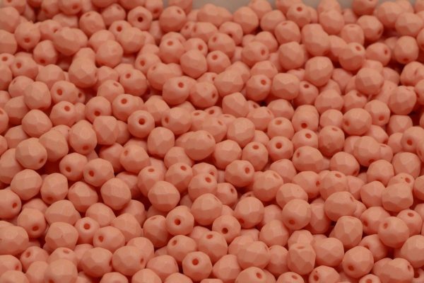 4mm Czech Fire Polish Round Bead, Opaque Peach Silk Matte, 50 pieces For Cheap