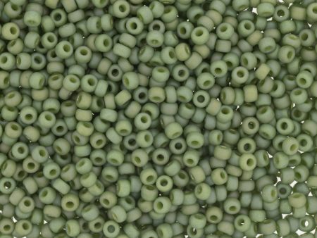 Miyuki 11 Round Seed Bead, 11-4698, Matte Opaque Glazed Pistachio AB Online now