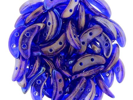 CzechMates Two Hole Crescent, Luster Iris Cobalt For Sale