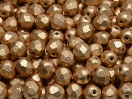 6mm Czech Fire Polish Round Bead, Light Gold Matte, 50 pieces on Sale