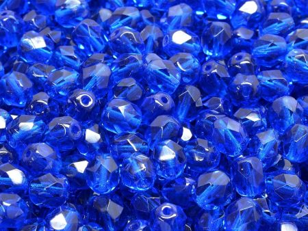 6mm Czech Fire Polish Round Bead, Capri Blue, 50 pieces Online