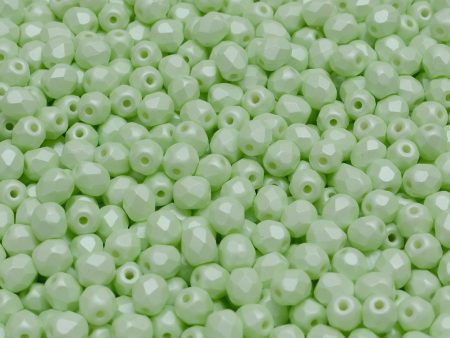 4mm Czech Fire Polish Round Bead, Light Green Pearl, 50 pieces Online Sale