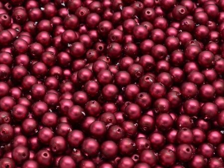 4mm Czech Round Druk Bead, Matte Wine Pearl, 50 pieces Cheap