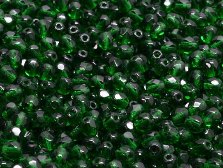 4mm Czech Fire Polish Round Bead, Emerald, 50 pieces Discount