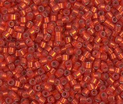 Miyuki Delica Bead 10 0, DBM0683, Dyed Semi Frosted Silver Lined Red Orange Supply