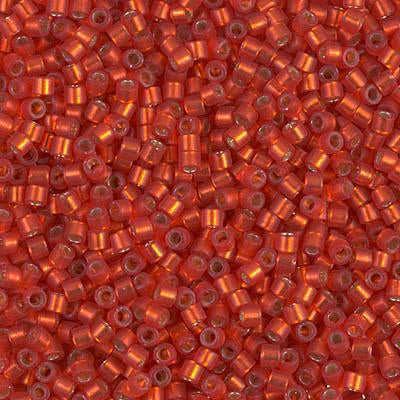 Miyuki Delica Bead 10 0, DBM0683, Dyed Semi Frosted Silver Lined Red Orange Supply