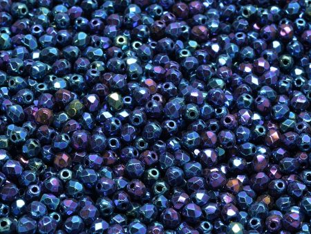 3mm Czech Fire Polish Round Bead, Iris Blue, 50 pieces Cheap