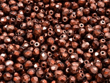 4mm Czech Fire Polish Round Bead, Metalust Buirnt Copper, 50 pieces For Cheap