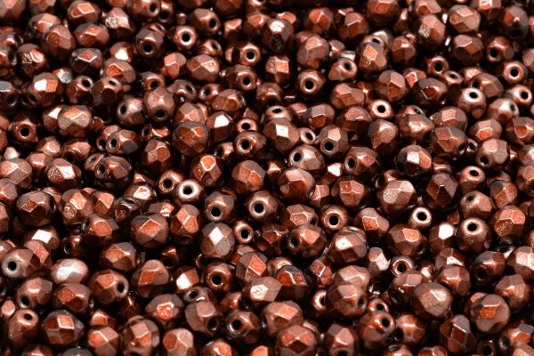 4mm Czech Fire Polish Round Bead, Metalust Buirnt Copper, 50 pieces For Cheap