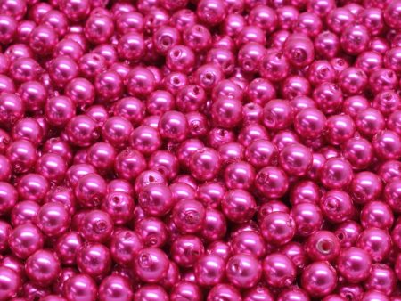 4mm Czech Round Druk Bead, Fuchsia Pearl, 50 pieces Online now