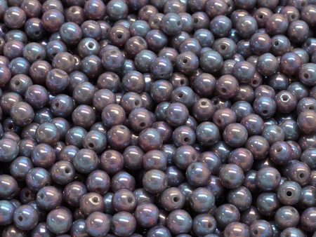 4mm Czech Round Druk Bead, Ashen Grey Nebula, 50 pieces on Sale