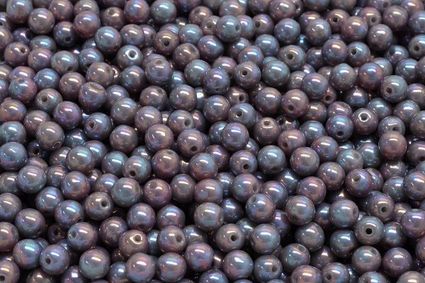 4mm Czech Round Druk Bead, Ashen Grey Nebula, 50 pieces on Sale