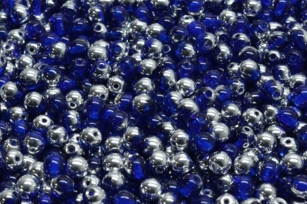 4mm Czech Round Druk Bead, Sapphire Labrador, 50 pieces For Cheap