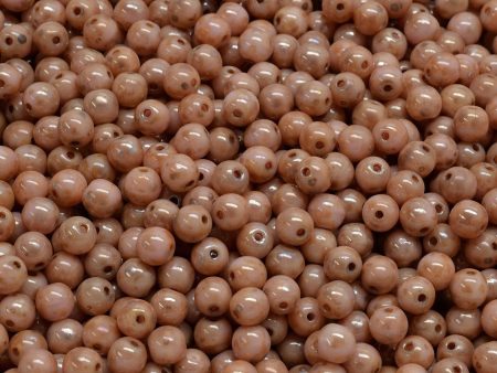 4mm Czech Round Druk Bead, Opaque Light Pink Picasso, 50 pieces For Sale