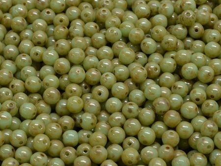 4mm Czech Round Druk Bead, Light Honeydew Picasso, 50 pieces Online Hot Sale