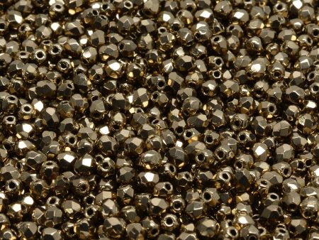 3mm Czech Fire Polish Round Bead, Jet Gold Bronze, 50 pieces on Sale