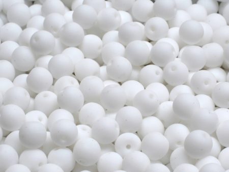 6mm Czech Round Druk Bead, Matte White Pearl, 50 pieces Hot on Sale