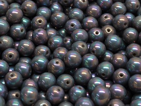 6mm Czech Round Druk Bead, Ashen Grey Nebula, 50 pieces on Sale