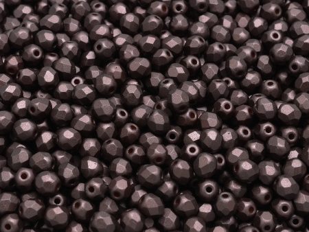 4mm Czech Fire Polish Round Bead, Pastel Dark Brown, 50 pieces on Sale