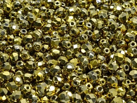 4mm Czech Fire Polish Round Bead, Full Dorado, 50 pieces Online Hot Sale