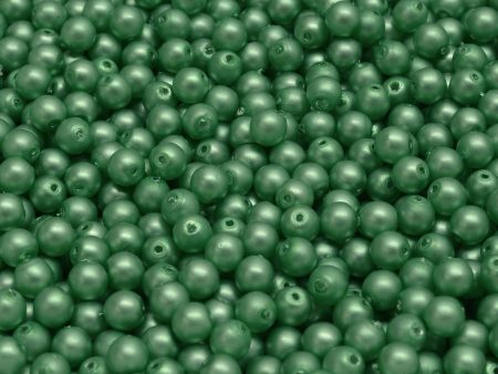 4mm Czech Round Druk Bead, Matte Dark Green Pearl, 50 pieces Fashion