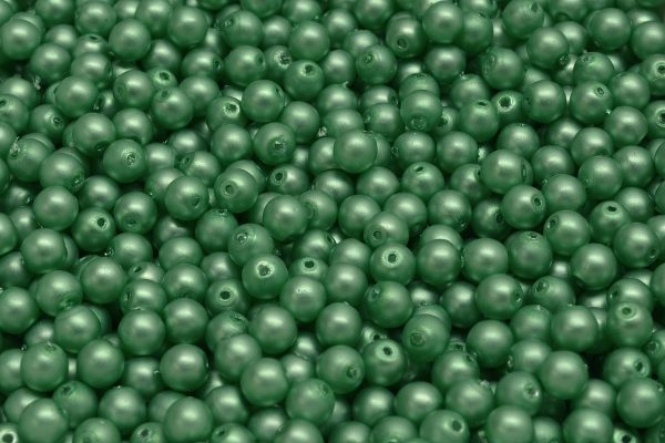 4mm Czech Round Druk Bead, Matte Dark Green Pearl, 50 pieces Fashion