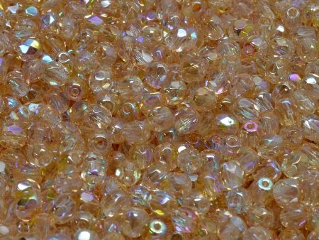 4mm Czech Fire Polish Round Bead, Crystal Champagne AB, 50 pieces Hot on Sale