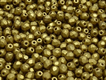 4mm Czech Fire Polish Round Bead, Metallic Aztec Gold, 50 pieces Online now