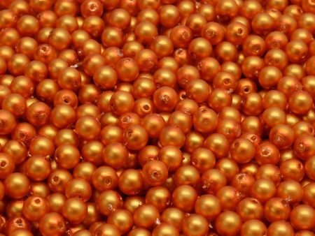 4mm Czech Round Druk Bead, Matte Orange Pearl, 50 pieces Online