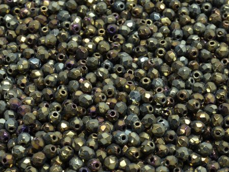 3mm Czech Fire Polish Round Bead, Iris Brown, 50 pieces For Cheap