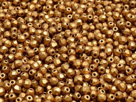 3mm Czech Fire Polish Round Bead, Matte Metallic Goldenrod, 50 pieces Cheap