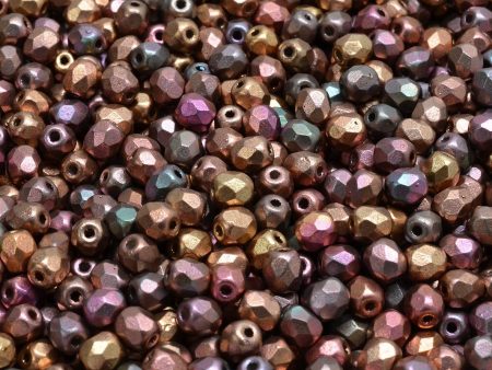 4mm Czech Fire Polish Round Bead, Crystal Violet Rainbow, 50 pieces Hot on Sale