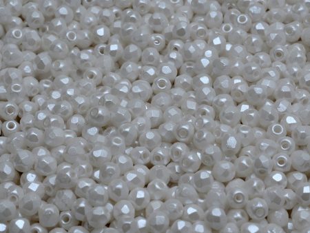 3mm Czech Fire Polish Round Bead, Pastel White, 50 pieces Online