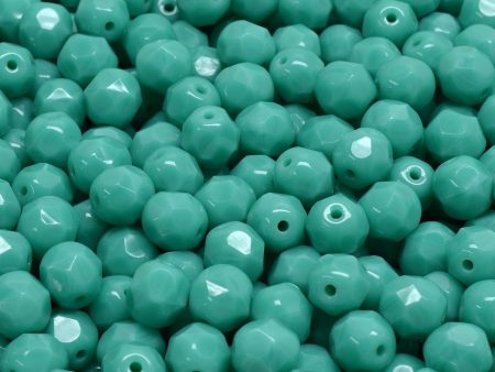 6mm Czech Fire Polish Round Bead, Opaque Green Turquoise, 50 pieces Sale