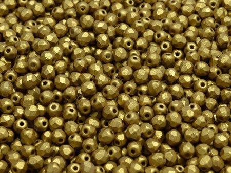 3mm Czech Fire Polish Round Bead, Metallic Aztec Gold, 50 pieces Supply