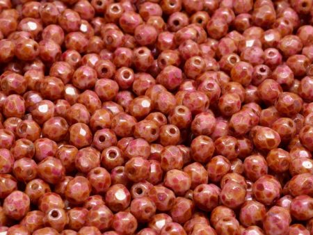 4mm Czech Fire Polish Round Bead, Opaque Red Spotted, 50 pieces Online Hot Sale