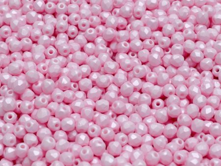 3mm Czech Fire Polish Round Bead, Pink Pearl, 50 pieces Hot on Sale