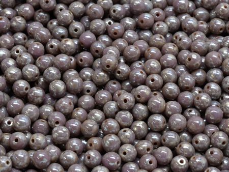 4mm Czech Round Druk Bead, Violet Picasso, 50 pieces Discount