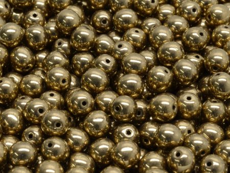 6mm Czech Round Druk Bead, Jet Gold Bronze, 50 pieces Online now