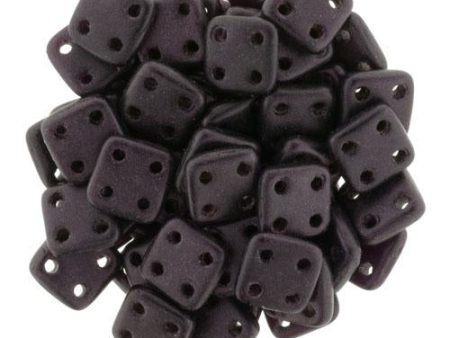 CzechMates QuadraTile 6mm Czech Glass Four Hole Bead, Metallic Suede - Dk Plum Online