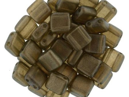 Czechmate 6mm Square Glass Czech Two Hole Tile Bead, Halo - Burnt Umber Online Hot Sale