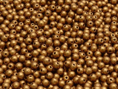 3mm Czech Round Druk Bead, Bronze Gold Matte, 50 pieces Online Sale